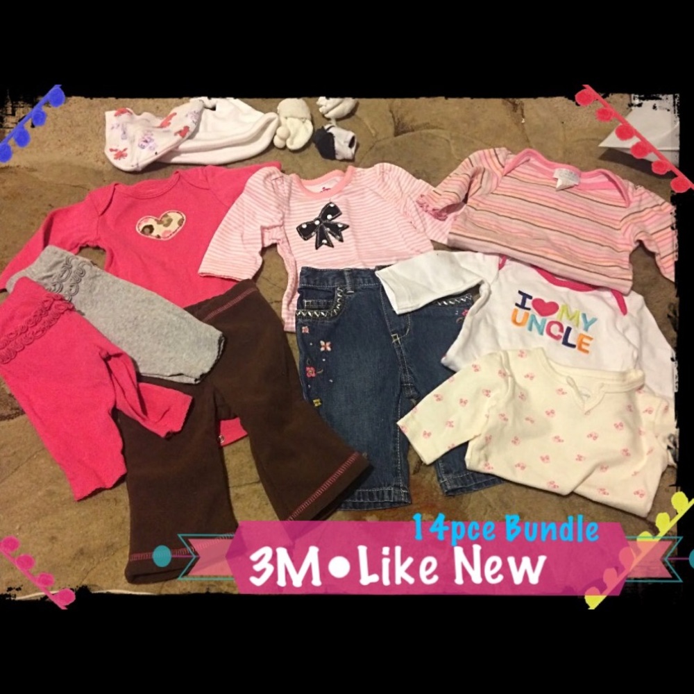 3mo-14pc bundle tops bottoms onesies brand names